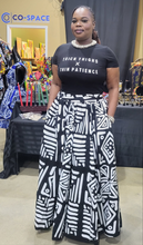 Load image into Gallery viewer, Black/White Mud Print Maxi Skirt