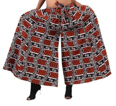 African Print Palazzo Pants - Brick Red