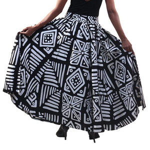 Black/White Mud Print Maxi Skirt