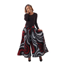 Load image into Gallery viewer, African Print Palazzo Pants - Black/Red Swirl