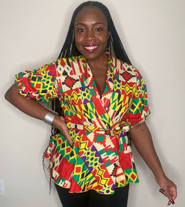 *NEW* African Print Peplum Wrap Tops