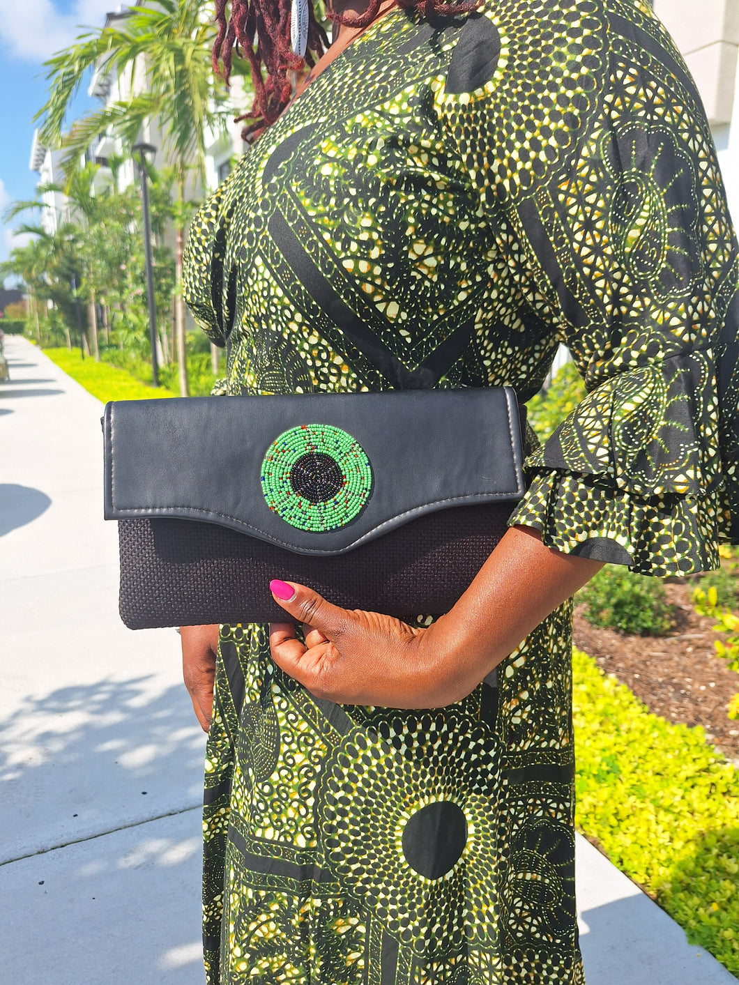 Kenyan Vegan Leather Clutch - Black