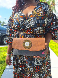 Kenyan Vegan Leather Clutch - Brown