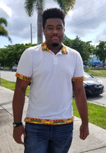 Load image into Gallery viewer, Men&#39;s Kente Print Trim Polo Shirt