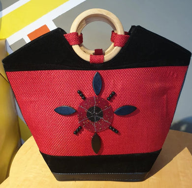 *Restock* Leather Kenyan Handbag - Red/Black