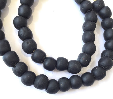 Ghanaian 'Matte Black' Glass Bead Necklace