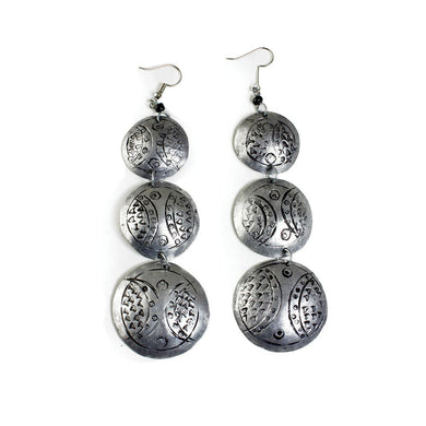 'Triple Silver Crescent' Earrings